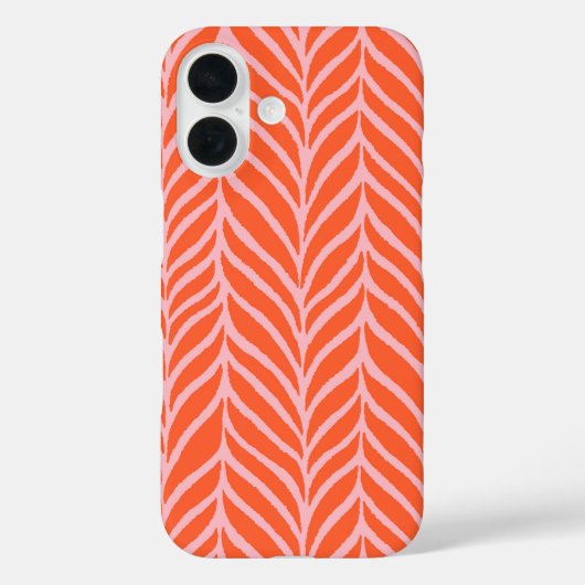 Palmbladeren Patroon Sinaasappel & Roze Case-Mate iPhone Case (Achterkant)