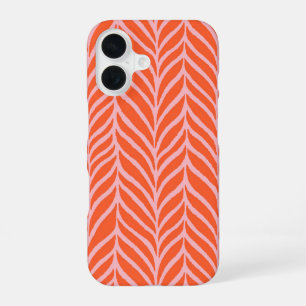 Palmbladeren Patroon Sinaasappel & Roze iPhone 16 Hoesje