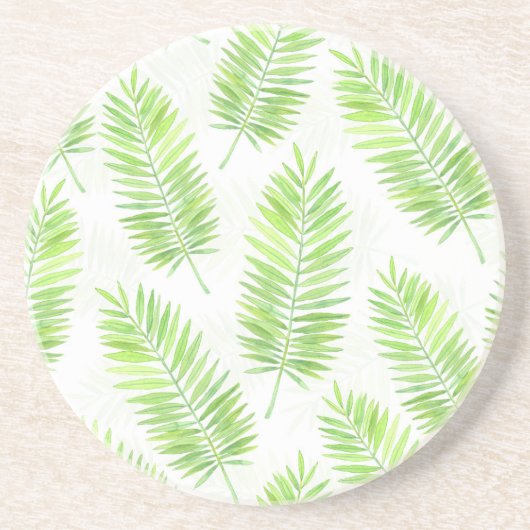 Palmbladeren patroon zandsteen onderzetter (Voorkant)