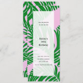 Palmbladeren Roze & Groen Algemene Verjaardagsfees Kaart (Voorkant / Achterkant)