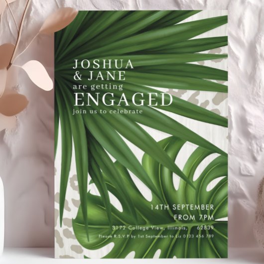 Palmbladeren Safari Luipaardprint Trouw  Kaart