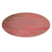 Palmbladeren schaduw op levend koraal snijplank (Hoek)