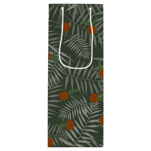 Palmbladeren & Sinaasappels Wijn Cadeautas (Voorkant)
