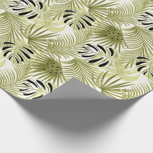 Palmbladeren, tropisch, botanisch, bladeren, oerwo cadeaupapier (Hoek)