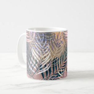 Palmbladeren, tropisch, botanisch, bladeren, oerwo koffiemok