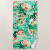 palmbladeren, tropisch, botanisch, kleurrijk strandlaken (Voorkant)