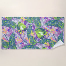 palmbladeren, tropisch, botanisch, kleurrijk strandlaken