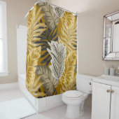 Palmbladeren, tropisch, botanisch, oerwoud, bos, douchegordijn (In situ)