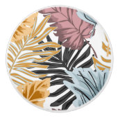 Palmbladeren, tropisch, botanisch, oerwoud, bos, keramische knop (Voorkant)