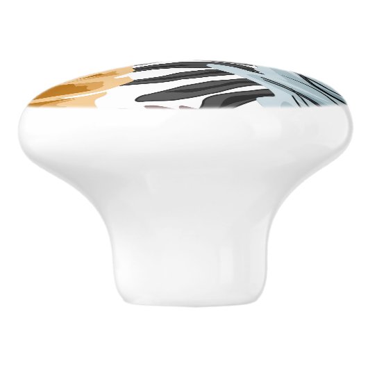 Palmbladeren, tropisch, botanisch, oerwoud, bos, keramische knop (Zijkant)