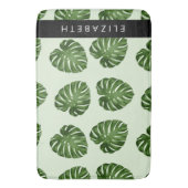 Palmbladeren, tropisch patroon, Jouw naam Badmat (Voorkant Verticaal)