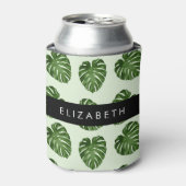 Palmbladeren, tropisch patroon, Jouw naam Blikjeskoeler (Blikje Voorkant)