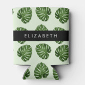 Palmbladeren, tropisch patroon, Jouw naam Blikjeskoeler (Achterkant)
