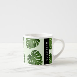 Palmbladeren, tropisch patroon, Jouw naam Espresso Kop
