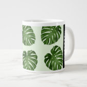 Palmbladeren, tropisch patroon, Jouw naam Grote Koffiekop (Voorkant rechts)