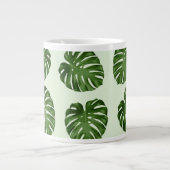 Palmbladeren, tropisch patroon, Jouw naam Grote Koffiekop (Voorkant)