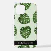 Palmbladeren, tropisch patroon, Jouw naam iPhone Hoesje (Achterkant)