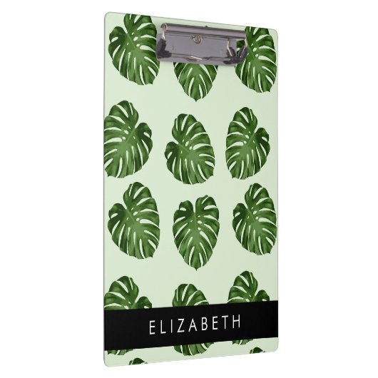 Palmbladeren, tropisch patroon, Jouw naam Klembord (Rechts)