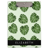 Palmbladeren, tropisch patroon, Jouw naam Klembord (Voorkant)