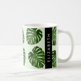Palmbladeren, tropisch patroon, Jouw naam Koffiemok