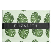 Palmbladeren, tropisch patroon, Jouw naam Kussensloop (Achterkant)