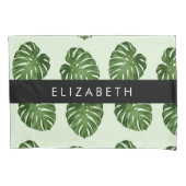 Palmbladeren, tropisch patroon, Jouw naam Kussensloop (Voorkant)