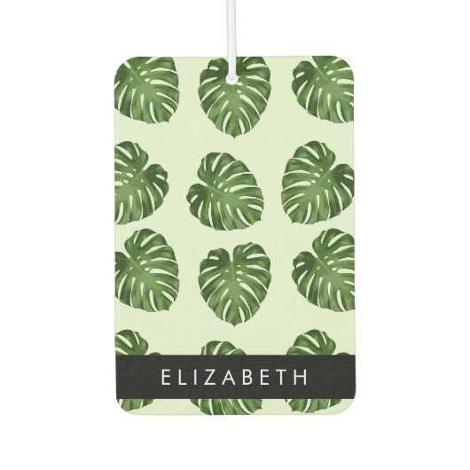 Palmbladeren, tropisch patroon, Jouw naam Luchtverfrisser (Voorkant)