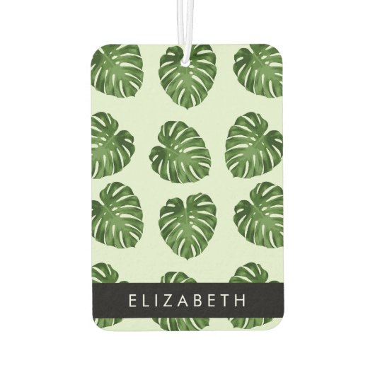 Palmbladeren, tropisch patroon, Jouw naam Luchtverfrisser (Achterkant)