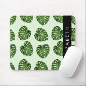 Palmbladeren, tropisch patroon, Jouw naam Muismat (Met muis)
