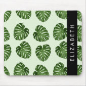 Palmbladeren, tropisch patroon, Jouw naam Muismat (Voorkant)