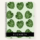 Palmbladeren, tropisch patroon, Jouw naam Notitieboek (Voorkant)