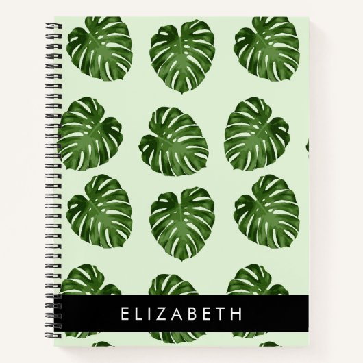 Palmbladeren, tropisch patroon, Jouw naam Notitieboek (Voorkant)