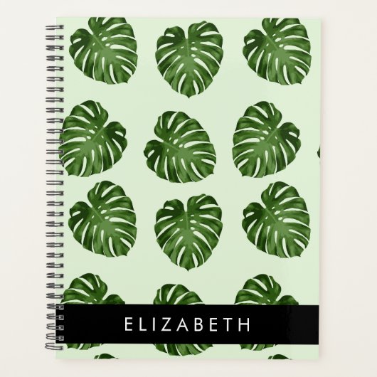 Palmbladeren, tropisch patroon, Jouw naam Planner (Voorkant)