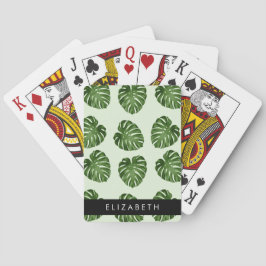Palmbladeren, tropisch patroon, Jouw naam Pokerkaarten