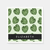 Palmbladeren, tropisch patroon, Jouw naam Servet (Voorkant)