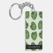 Palmbladeren, tropisch patroon, Jouw naam Sleutelhanger (Voorkant Links)