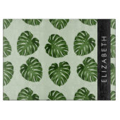 Palmbladeren, tropisch patroon, Jouw naam Snijplank (Voorkant)