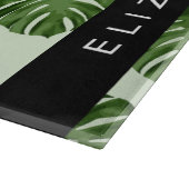 Palmbladeren, tropisch patroon, Jouw naam Snijplank (Hoek)