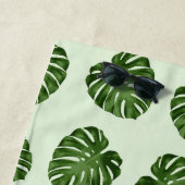 Palmbladeren, tropisch patroon, Jouw naam Strandlaken (In situ)