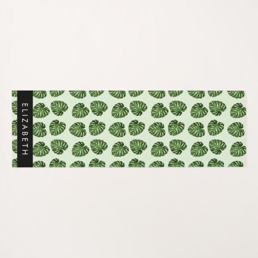 Palmbladeren, tropisch patroon, Jouw naam Yogamat (Achterkant (horizontaal))
