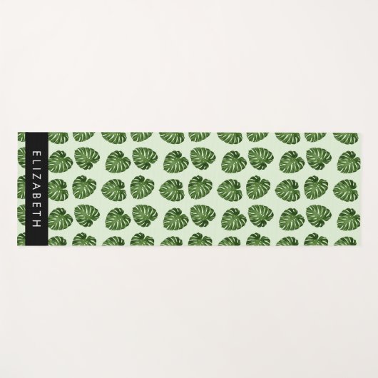 Palmbladeren, tropisch patroon, Jouw naam Yogamat (Voorkant (horizontaal))