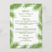 Palmbladeren Tropisch strand Bruiloft Menu (Voorkant)