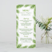 Palmbladeren Tropisch strand Bruiloft Menu (Staand voorkant)