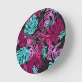 Palmbladeren tropische exotische  ronde klok (Hoek)