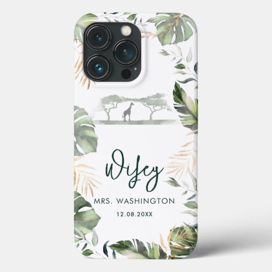 Palmbladeren Tropische Safari Vrouw Script Bruid Case-Mate iPhone Case (Achterkant)