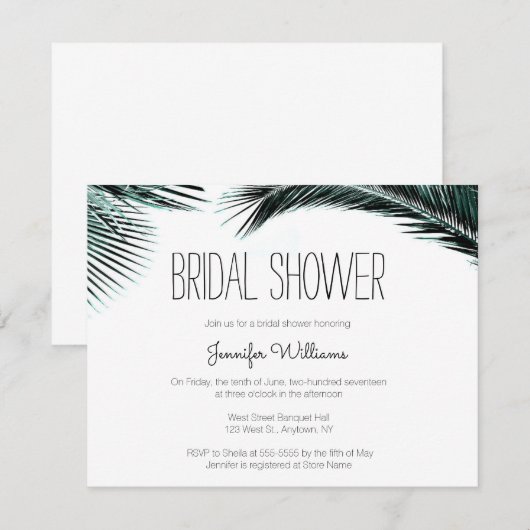 Palmbladeren Uitnodigingen voor het douchen van st (Voorkant / Achterkant)