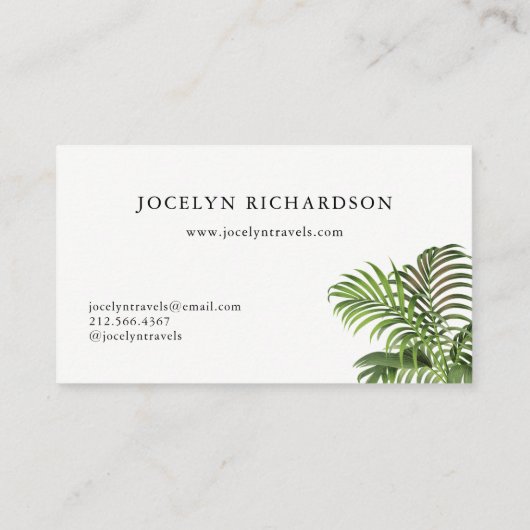  palmbladeren visitekaartje (Achterkant)