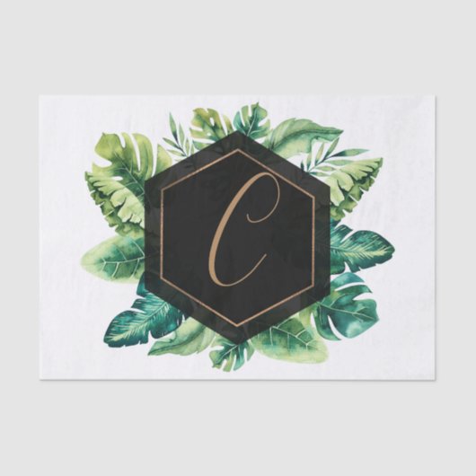 Palmbladeren wit goud Elegante tropische zomer Tissuepapier (Voorkant)