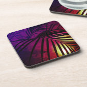 Palmbladeren zonsonderend moderne tropische bier onderzetter (Linkerzijde)