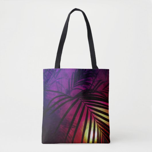 Palmbladeren zonsonderend moderne tropische tote bag (Voorkant)